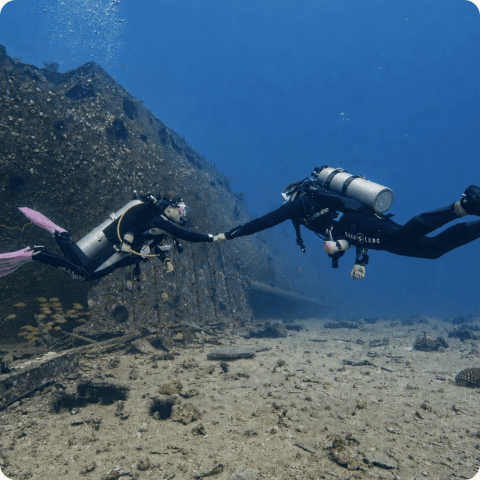 Diver on a Medjet-covered dive trip